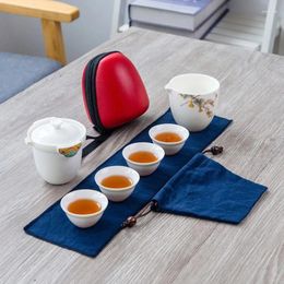 Teaware Sets Chinese Travel Tea Set Ceramic Portable Teapot Gaiwan Cups Of Ceremony Teacup Outdoor Drinking Cup Coffee