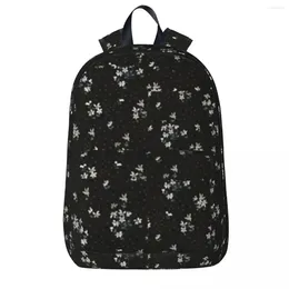 Backpack Black Floral Print Woman Backpacks Boys Girls Bookbag Waterproof Students School Bags Portability Travel Rucksack Shoulder Bag