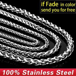 Pendant Necklaces Beier 3mm/4mm/5mm/6mm Width 316L Stainless Steel Men Boy Wheat Link Necklace Chain Silver Colour BN1006 ( 20-32 Inch ) 240330