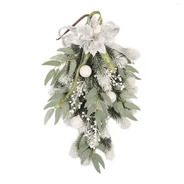 Decorative Flowers 2024 Christmas Decoration Hanging Wreath Garlands High-quality Handmade Lifelike Artificial Plants Navidad