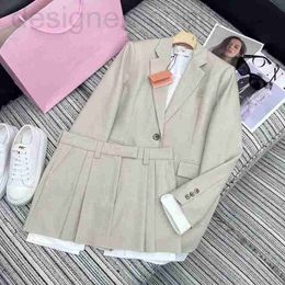 Men's Shorts designer MIu Nanyou 2024 New Fashion Fake Two piece contrasting color suit jacket short skirt set for women RV3G