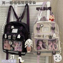 Japanese Second Element Backpack Teenage Girls School Bags Nylon Women Shoulder Bag Transparent Pocket Itabag Mochila 240323