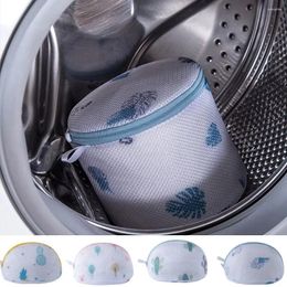 Laundry Bags Sandwich Printed Bra Thicken Polyester Mesh Washing Bag With Zipper Fixed Cylinder Storage Home