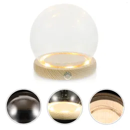 Vases Hand-Made Glass Cover Glowing Dome Miniature Display Case Transparent Flower Eternal Cloche With Wooden Base Adornment