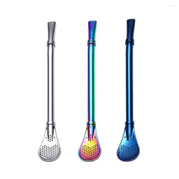 Drinking Straws 1pc Straw Stainless Steel Yerba Mate Gourd Bombilla Spoons Reusable Metal Pro Tools Bar Accessories Wholesale