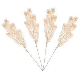 Decorative Flowers 4 Pcs Artificial For Wedding Decoration Fake Golden Leaves Delicate Leaf Branches Home Simulation Faux Persian