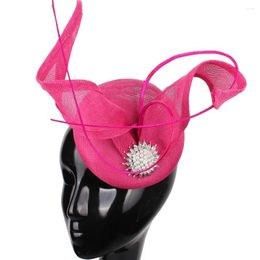 Berets Gorgeous Pink Millinery Headpieces Fascinators Hat Bride Women Wedding Headdress Elegant Feathers Occasion Headwear