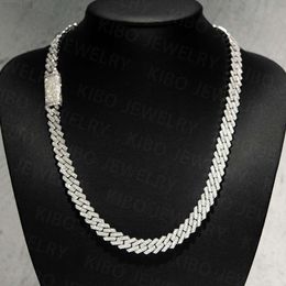 Iced Out Bling Diamond Hip Hop 8mm Miami Wholesale Cuban Link Chain S925 Sterling Silver Jewellery Moissanite Cuban Chain