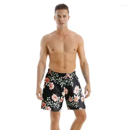 Women's Swimwear Father-Son Summer Matching Mid Waist Flower Printed Bandage Beachwear Short Pants