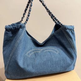 Famous Double Letter Fashion Denim Designer Shoulder French Brand Plus Women Underarm Handbag Expensive High Quality Large Capacity Shopping Bag