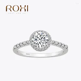 Cluster Rings ROXI 925 Sterling Silver Women's Engagement Wedding Ring Round Cubic Zirconia Finger For Bride Size 5-9 Anello Argento