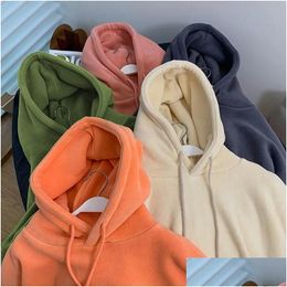 Damen Hoodies Sweatshirts Frauen Lose Sweatshirt Fleece Dicke feste übergroße koreanische Herbst -Langarmplünder -Plovers Tops Streetwear DHP89