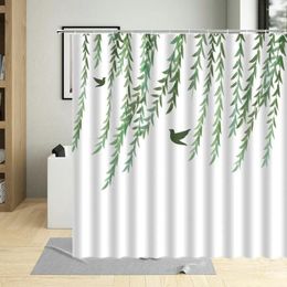 Shower Curtains Cute Leaves Branches Floral Elements Bathroom Elegant Vintage Style Background For Rustic Curtain Set With Hooks
