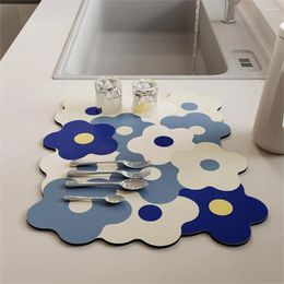 Table Mats Kitchen Drain Mat Thickness 4mm High Temperature Norse Irregular Flower Simple Accessories Absorbent Pot Rubber