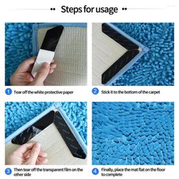 Bath Mats Reusable Non-slip Rug Sticker 8pcs Floor Grippers Mat Triangle Self-adhesive Washable L-shaped Fixed Carpet Tape