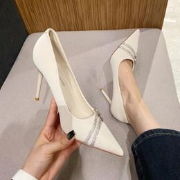 Dress Shoes Black High Heels Women's 2024 Thin Heel Hollow Pointed Single Sexy Baotou Woman Fashion High-heeled