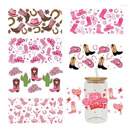 Window Stickers 3D UV DTF Transfers 16oz Cup Wraps Cowboy Printed For DIY Glass Ceramic Metal Leather Etc. D3960