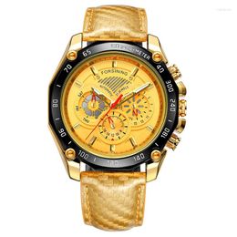 Wristwatches Golden Ditong With Red Pointer Precision Steel Sapphire Glass Mechanical Watch Automatic Movement Men's