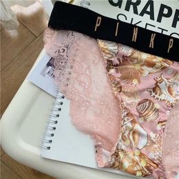 Women's Panties Breathable Female Letter Underpants Nylon Low-waist Flower Sexy Briefs Conch Pattern Women Thong