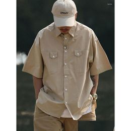Mens Casual Shirts Workwear Shirt Summer 2023 Japanese Cityboy Port Style Top Ins Fashion Brand Half Sleeve Military Men Blusas Drop D Otxby