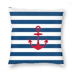 Pillow Red Anchor On Navy Blue Stripes Cover Nautical Sailing Sailor Floor Case For Car Fashion Pillowcase Home Decor