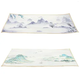 Table Mats 2 Pcs Tea Towel Dish Towels Teacup Thicken For Water Absorbent Coral Fleece Multi-function Printed Homebody