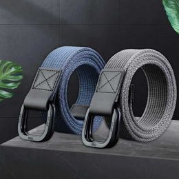 Belts 3.8cm simple canvas mens belt fashionable thick woven outdoor sports wear-resistant tool solid Colour belt wholesale for women Q240401