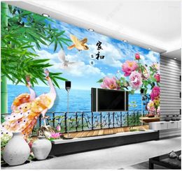 Wallpapers Custom Po Wallpaper For Walls 3 D Mural Modern Chinese Bamboo Flowers Mediterranean Style Background Wall Painting Decor