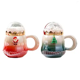 Mugs Christmas Coffee Mug With Lid 17oz Capacity Ceramic Tea Cup Espresso Latte For Year Xmas Wedding Seasonal Gift