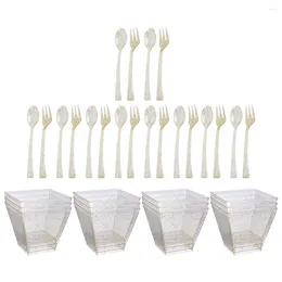 Disposable Cups Straws Cup Party Serving Spoon Tableware Kit Dessert Containers Festival Flatware Mini Muffins Square