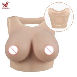 Breast Pad Sissy Realistic Silicone Breast Forms Kumiho Round Neck Hollow Drag Queen Fake Boobs Transgender Cosplay Silicon Breast Forms 240330