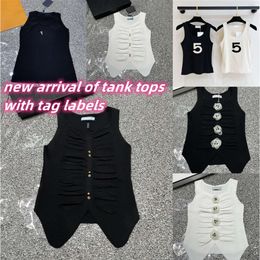 Fashion Designer Vest Knitted Fashion Designer Floral Button Solid Black White Casual Slim Fit Tank Tops For Women New Summer Spring Collection FZ2404019