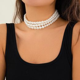 Choker Layered Imitation Pearl Beaded Chain Short Necklace For Women Trendy Wedding Collar Neck Accessories 2024 Fashion Jewellery