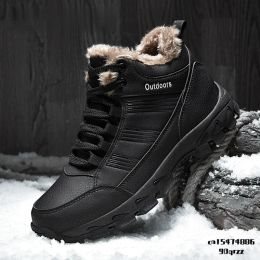 Shoes Men ankle Snow Boots Winter Fur Warm Leather Outdoor Walking Mountain Climbing waterproof Free Shipping Large Size shoes