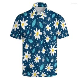 Men's Polos Hawaiian Plants Lemon 3d Printed Polo Shirts For Men Summer Vacation Lapel Tshirts Street Short Sleeve Button Tee Shirt Clothes
