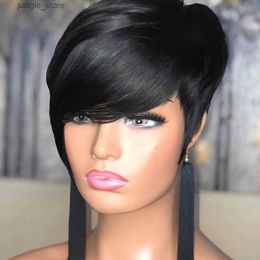 Synthetic Wigs Pixie Cut Wig for Black Women - Short Layered with Natural Black Colour Y240401