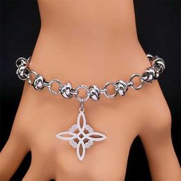 Chain Fashion Celtic Knot Irish Pendant Bracelet Stainless Steel Mens Lucky Talisman Protection Chain Jewelry Nudo de Bruja Q240401