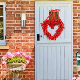 Decorative Flowers Valentines Day Wreath Entrance Gate Decoration Door Decor Window Garland Heart Shaped Hanging Supplies Party Accessories