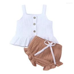 Clothing Sets Summer Infant Girls Clothes Suit Baby Outfits Cotton Top PP Pant 2PCS Set Born Tshirt Tees Shorts