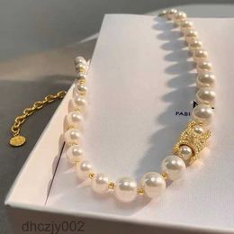 Designer Jewellery Luxury Pearl Necklace Wedding Diamond 18k Gold Letters Pendants Necklaces for Women with Pendan NXDW