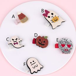 Baby Halloween Hairpins Ghost Pumpkin barrettes For Girls Kids Pinwheel Safety Hair Clips Hair Pin Accessories QWS073