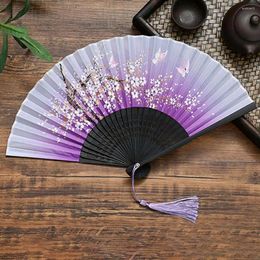 Decorative Figurines Quality Elegant Summer Gift Bamboo Wooden Vintage Style Handmade Fan Crafts Home Decoration Folding Dance Hand