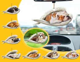 Interior Decorations Cute Angel Dog Ornnaments Sleeping Puppy With Wings Pendants Car Rearview Mirror Hanging Ornaments5862617