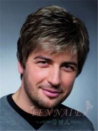 Wigs Sexy Men Wavy Natural Hair Short Grey Brown Mixed Cosplay Natural Hair Wig Wigs