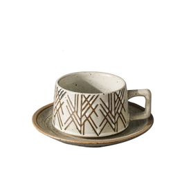 Nordic Travel Cup and Saucer Vintage Ceramic Coffee Camping Aesthetic Koffie Kopjes Afternoon Tea Set YY50CS 240328