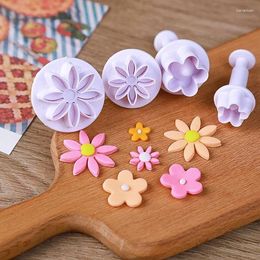 Baking Moulds 4pcs Plum Flower Daisy Cake Plunger Fondant Cookie Cutter Mold Decorating Biscuit Stamps For Kitchen Tools