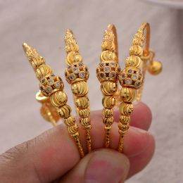 Bangles 4PCS 24K African Arab bead Gold Color kids Bangles chind Jewelry Bangles Newborn Baby Cute/Romantic Bracelets Gifts
