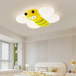 Ceiling Lights Cute Bee LED Children's Room Light Minimalist Modern Boy Girl Decor Remote Control Dimming