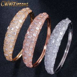 Bangles CWWZircons Luxury Brand Women Jewellery Accessories Shiny Cubic Zirconia Dubai Rose Gold Colour Big Bridal Wedding Bangles BG023