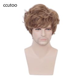 Wigs The Lord of the Rings Bilbo Baggins the Hobbit Cosplay Wig Brown Short Curly Synthetic Hair Role Play Costume Wigs +Wig Cap